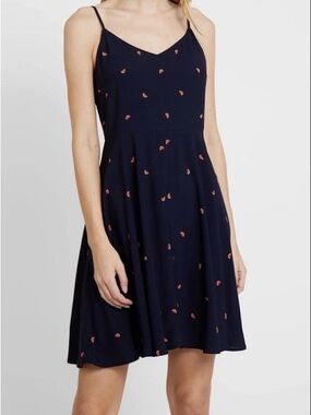 Gap Navy Watermelon Print Spaghetti Strap Fit & Flare Dress — Size S Summer